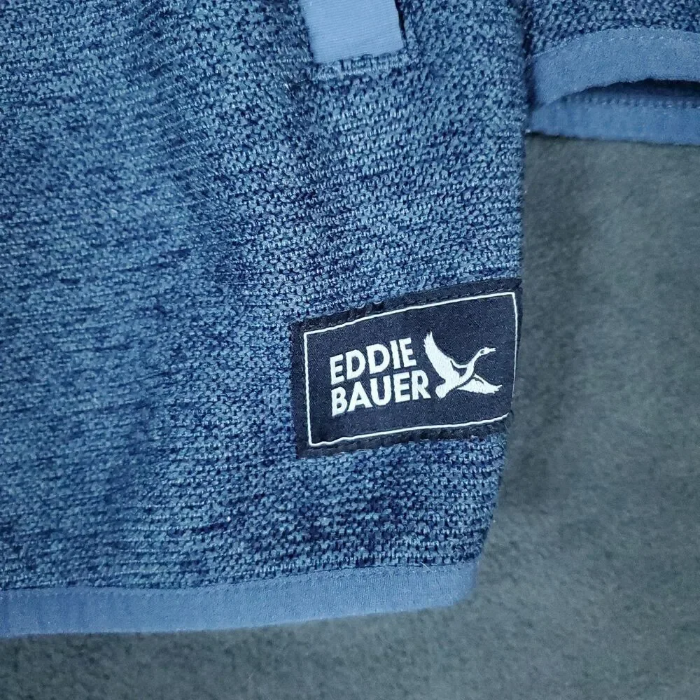 Eddie Bauer Sweater Men’s XL Knit Pullover 1/4 Snap Mock Neck Blue - Picture 4 of 11